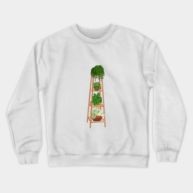 Shelf with plants illustration Crewneck Sweatshirt by gusstvaraonica